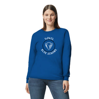 DePaul Distressed Circle Logo Long Sleeve - Royal