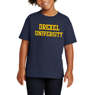 Drexel University Dragons Basic Block Youth T-Shirt - Navy
