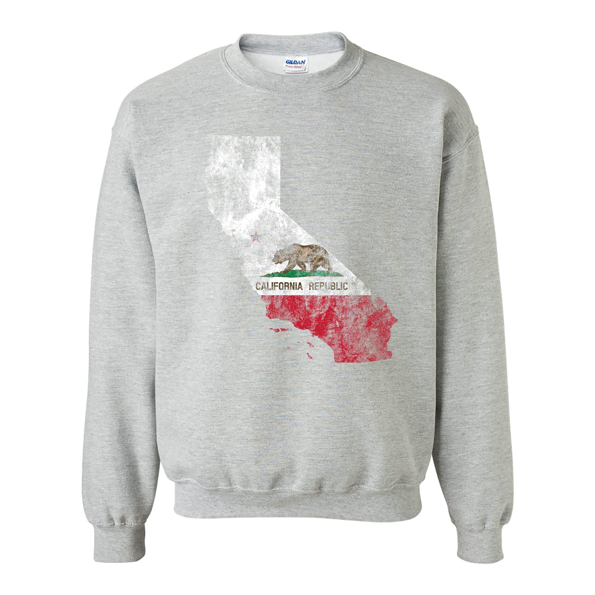 California Distressed State Flag Outline Crewneck Sweatshirt
