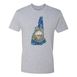 New Hampshire Distressed State Flag Outline NLA T-Shirt - Heather Grey