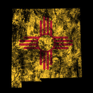 New Mexico Distressed State Flag Outline Crewneck Sweatshirt - Black