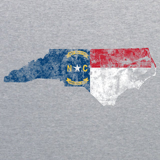 North Carolina Distressed State Flag Outline NLA T-Shirt - Heather Grey