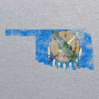 Oklahoma Distressed State Flag Outline Crewneck Sweatshirt - Sport Grey