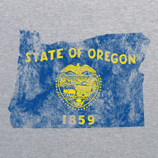Oregon Distressed State Flag Outline Crewneck Sweatshirt - Sport Grey