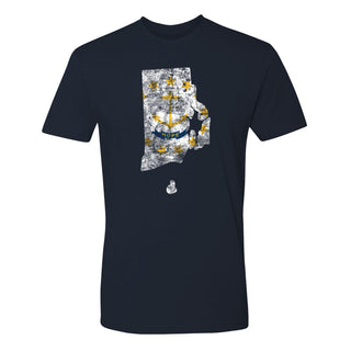 Rhode Island Distressed State Flag Outline NLA T-Shirt - Midnight Navy