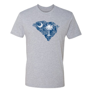 South Carolina Distressed State Flag Outline NLA T-Shirt - Heather Grey
