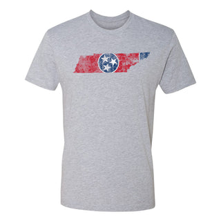Tennessee Distressed State Flag Outline NLA T-Shirt - Heather Grey