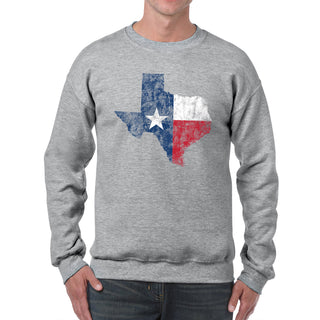 Texas Distressed State Flag Outline Crewneck Sweatshirt - Sport Grey