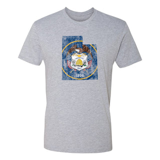 Utah Distressed State Flag Outline NLA T-Shirt - Heather Grey