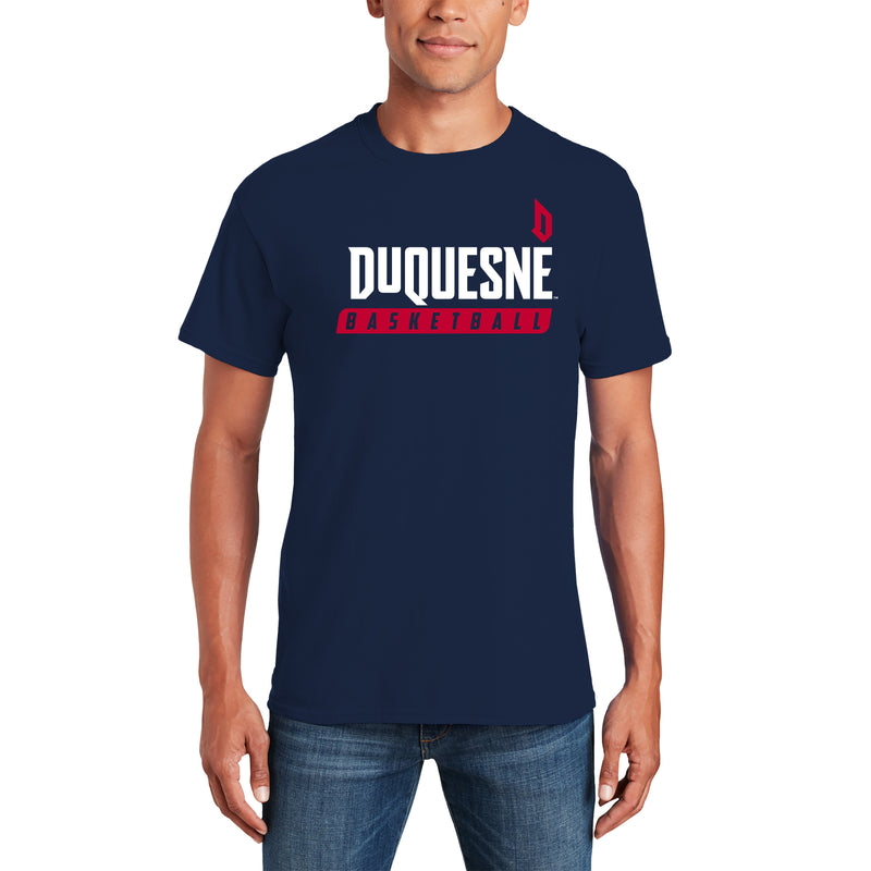 Duquesne Basketball Slant T-Shirt - Navy