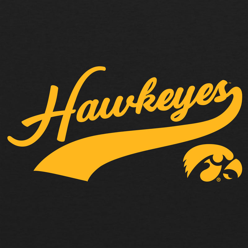 University of Iowa Hawkeyes Baseball Jersey Script Next Level Raglan - Vintage Black/Premium Heather