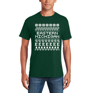 Eastern Michigan Holiday Sweater T-Shirt - Forest