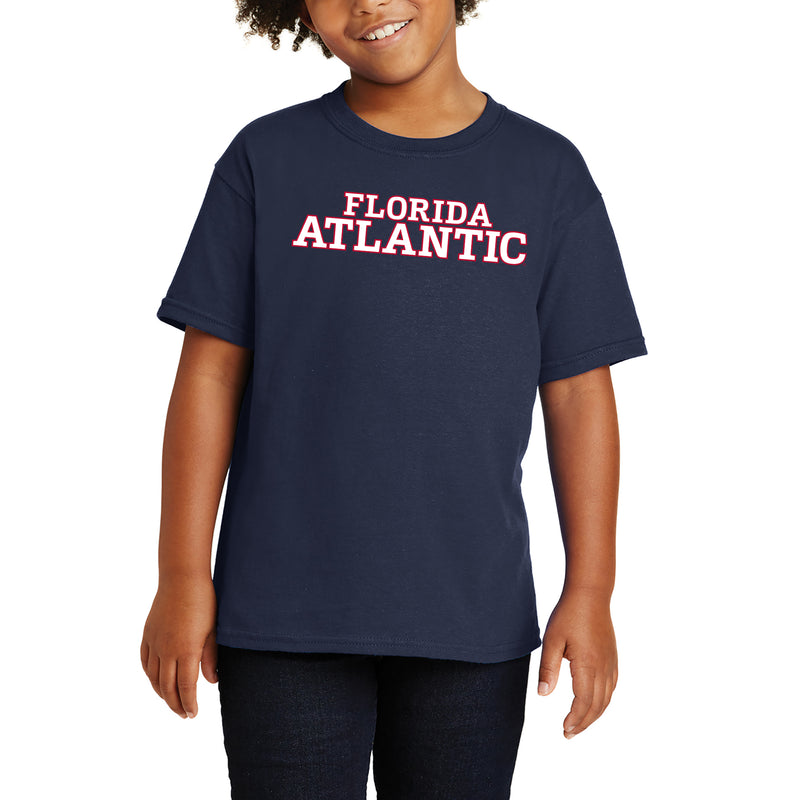 Florida Atlantic University Owls Basic Block Youth Short Sleeve T Shirt - Navy
