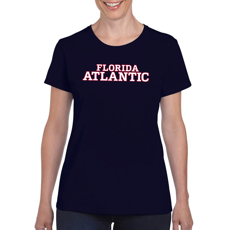 Florida Atlantic University Owls Basic Block Womens Short Sleeve T Shirt - Navy