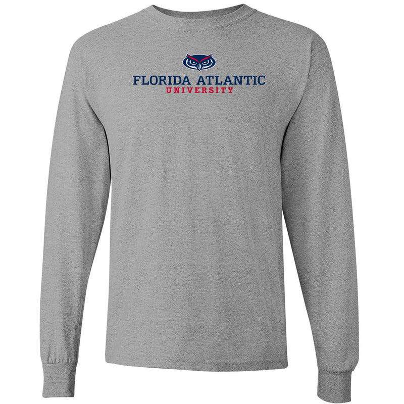 Florida Atlantic University Owls Institutional Logo Long Sleeve T Shirt - Sport Grey