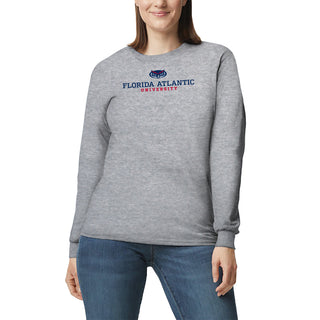 Florida Atlantic University Owls Institutional Logo Long Sleeve T Shirt - Sport Grey