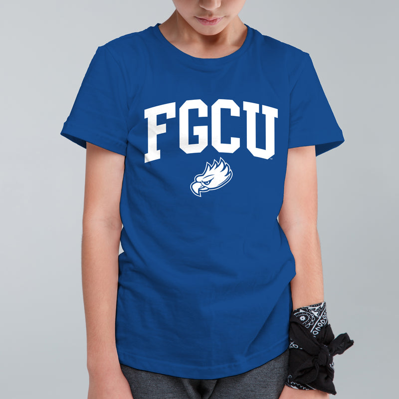 Florida Gulf Coast University Eagles Arch Logo Youth Short Sleeve T Shirt - Royal