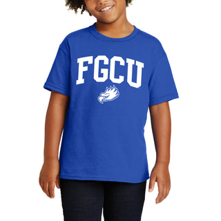 Florida Gulf Coast University Eagles Arch Logo Youth Short Sleeve T Shirt - Royal