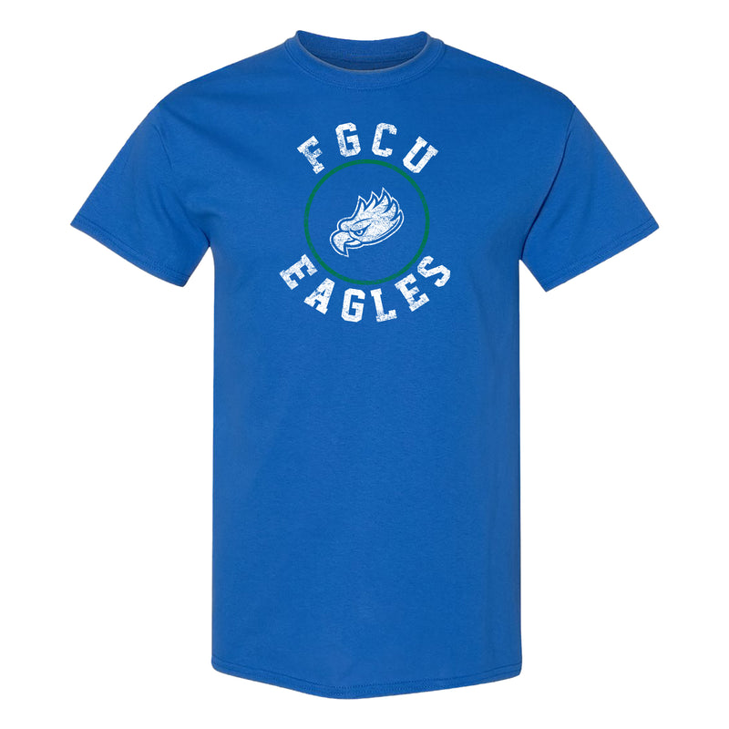 Florida Gulf Coast University Eagles Distressed Circle Logo Short Sleeve T Shirt - Royal