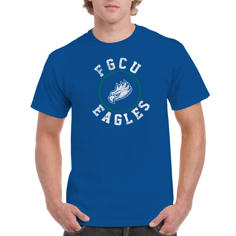 Florida Gulf Coast University Eagles Distressed Circle Logo Short Sleeve T Shirt - Royal
