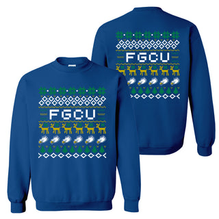 Florida Gulf Coast University Eagles Holiday Sweater Crewneck - Royal