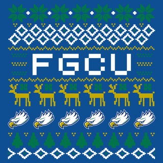 Florida Gulf Coast University Eagles Ugly Holiday Sweater Short Sleeve T Shirt - Royal