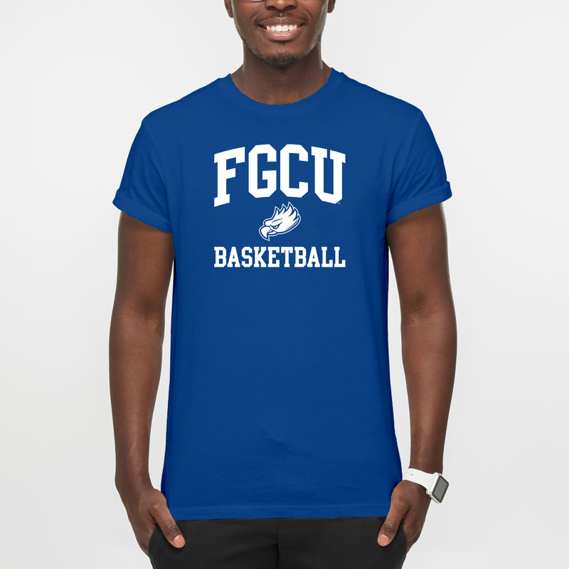 Florida Gulf Coast University Eagles Arch Logo Basketball Short Sleeve T Shirt - Royal