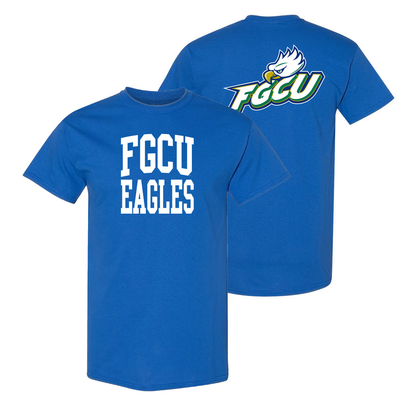 Florida Gulf Coast University Eagles Front Back Print Short Sleeve T Shirt - Royal