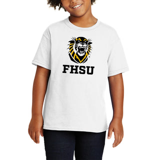 Fort Hays State Primary Logo Youth T-Shirt - White
