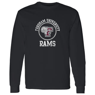 Fordham University Rams Distressed Circle Logo Long Sleeve T-Shirt - Black