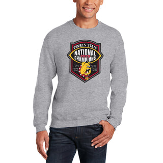 Ferris State 2025 Football National Champions Crewneck Sweatshirt - Sport Grey