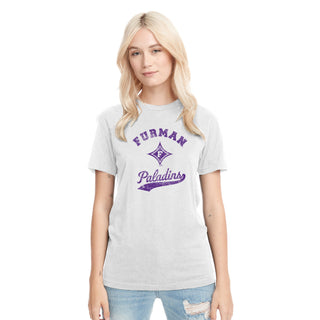 Furman Retro Script Triblend T-Shirt - Heather White