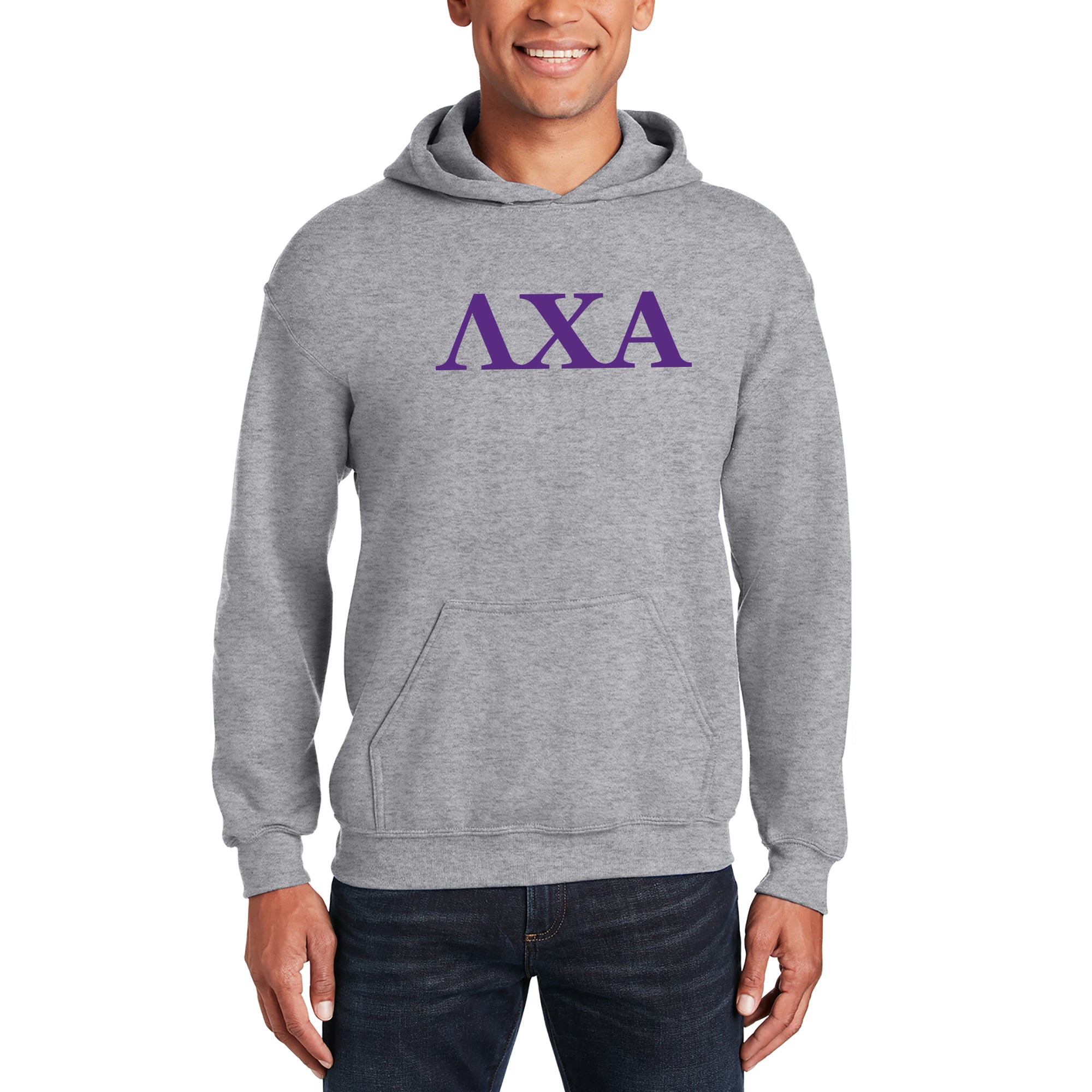 Lambda Chi Alpha Greek Letter Block Hoodie Sport Grey