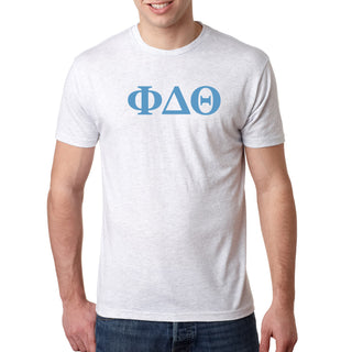 Phi Delta Theta Greek Letter Block Triblend T-Shirt - Heather White