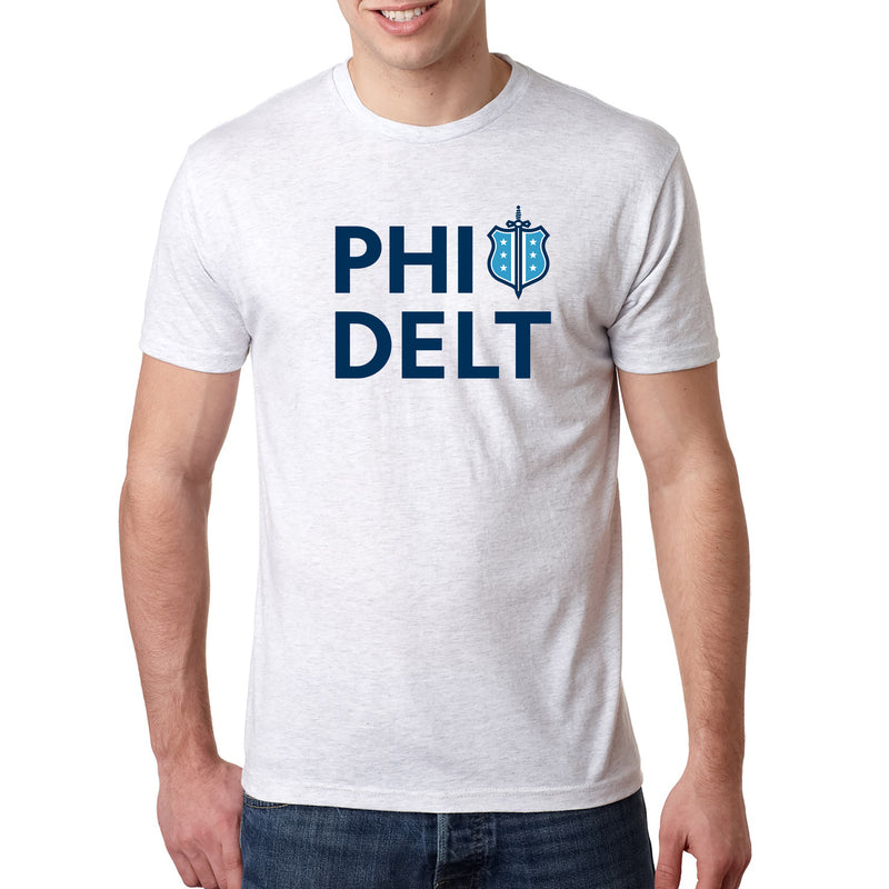 Phi Delta Theta Greek Primary Logo Triblend T-Shirt - Heather White