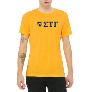 Sigma Tau Gamma Greek Letter Block Triblend T-Shirt - Yellow Gold