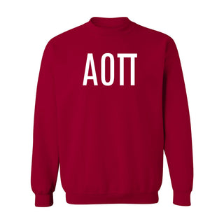 Alpha Omicron Pi Greek Letter Block Crewneck Sweatshirt - Cardinal