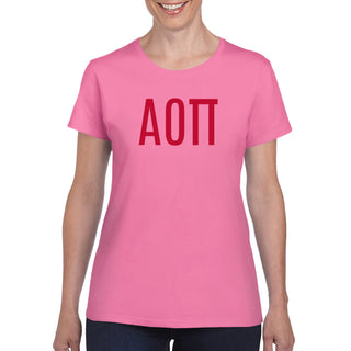 Alpha Omicron Pi Greek Letter Block Womens T-Shirt