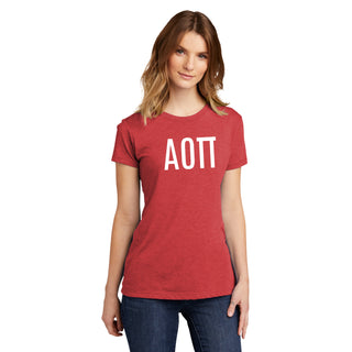 Alpha Omicron Pi Greek Letter Block Womens NLA Triblend T-Shirt - Vintage Red