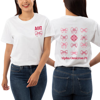 Alpha Omicron Pi Greek Bow Bliss NLA T-Shirt - White