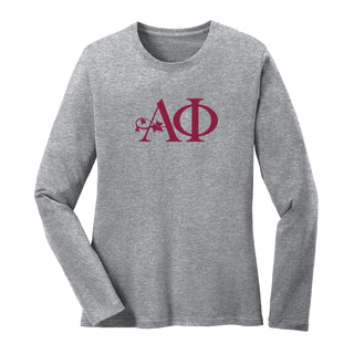 Alpha Phi Greek Letter Block Womens Long Sleeve - Athletic Heather