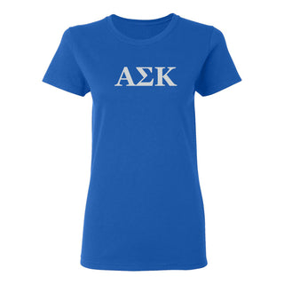 Alpha Sigma Kappa Greek Letter Block Womens T-Shirt - Royal