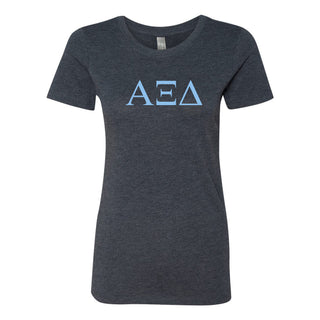 Alpha Xi Delta Greek Letter Block Womens Triblend T-Shirt - Vintage Navy