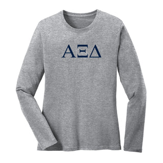 Alpha Xi Delta Greek Letter Block Womens Long Sleeve - Athletic Heather