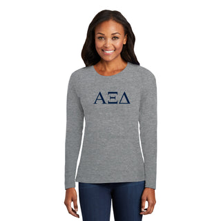 Alpha Xi Delta Greek Letter Block Womens Long Sleeve - Athletic Heather