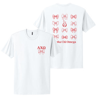 Alpha Chi Omega Greek Bow Bliss NLA T-Shirt - White