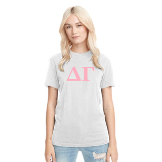 Delta Gamma Greek Letter Block Triblend T-Shirt - Heather White