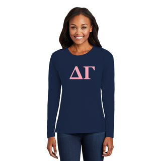 Delta Gamma Greek Letter Block Womens Long Sleeve - Navy