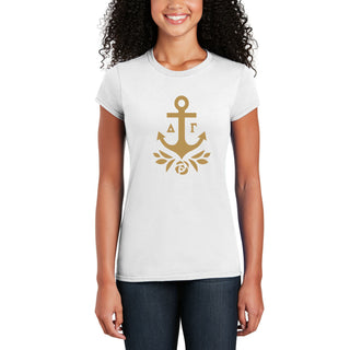 Delta Gamma Greek Primary Logo Womens T-Shirt - White