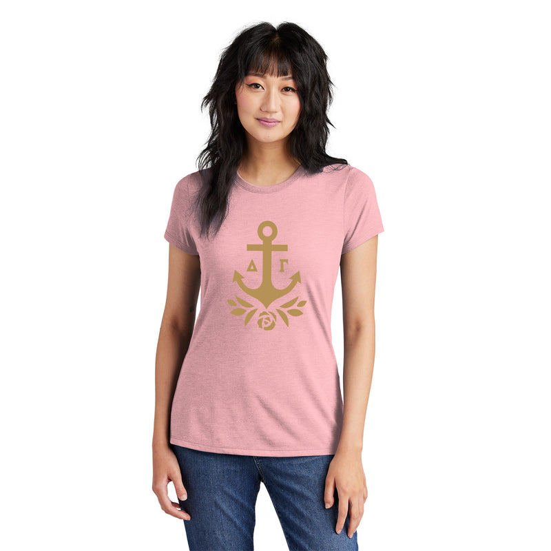 Delta Gamma Greek Primary Logo Womens Triblend T-Shirt - Desert Pink